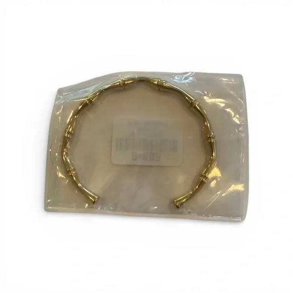 NWT Adornia 18K Plated Stainless Steel Tarnish-Resistant Bamboo Cuff Bracelet - Picture 3 of 3
